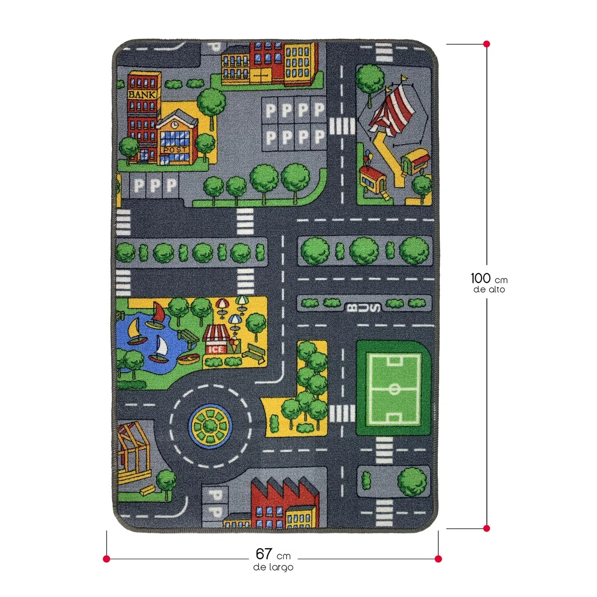 TIENDA EURASIA – Alfombra Infantil | 100% Nailon y Plástico ABS sin BPA | para Jugar con Coches | Alfombras Infantiles | Medidas 67 x 100 cm | Antideslizante y Acolchada
