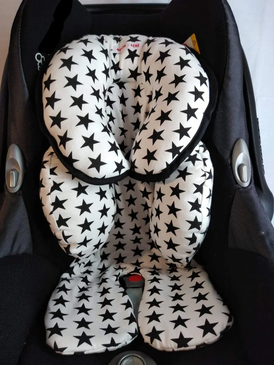 moon-bebe Reductor Universal MaxiCosi, Silla de Coche y de Paseo(blanco con estrellas negras)