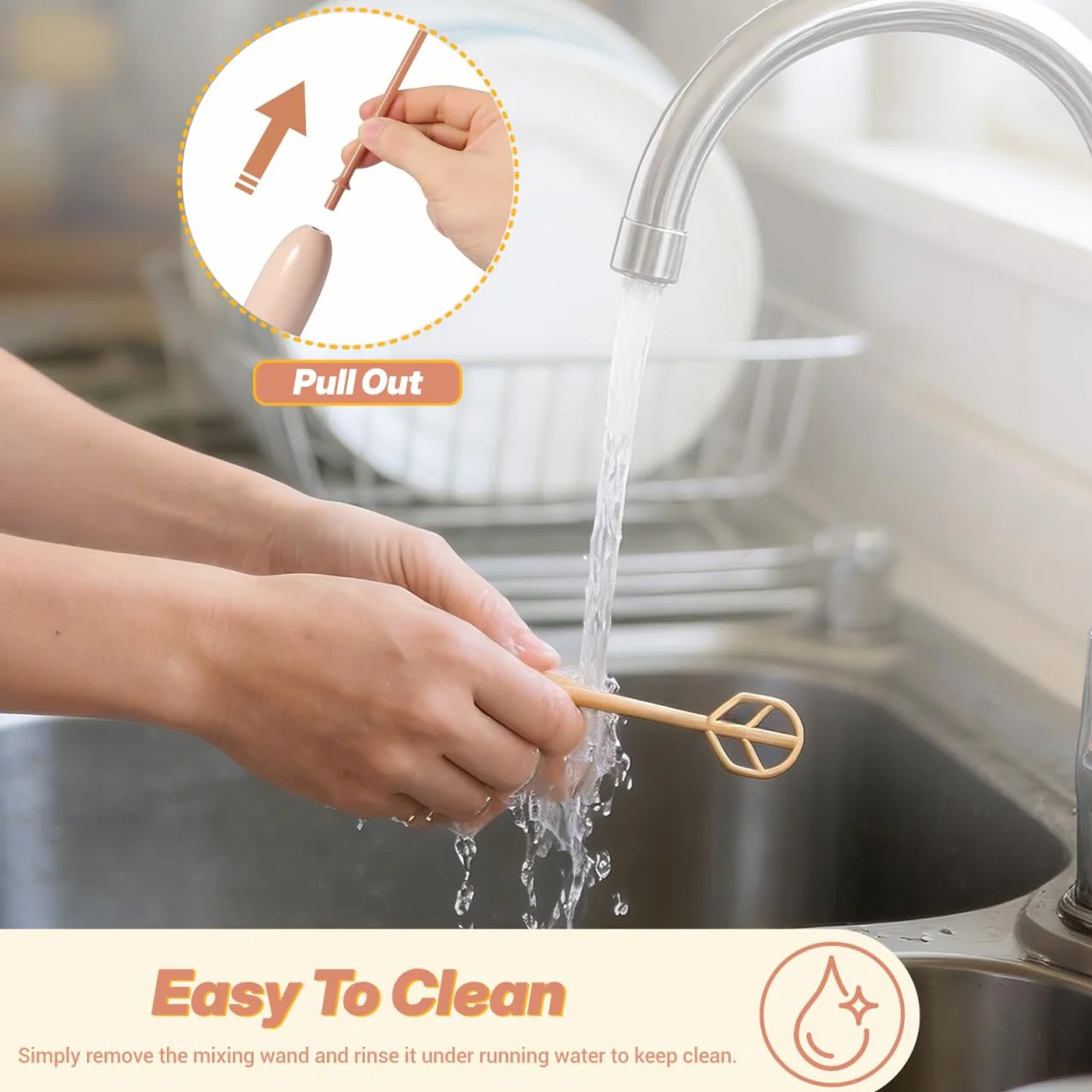 Toyvian - Mezclador eléctrico portátil de mano para leche infantil con mango alargado, mezclador rápido y fácil para leche en polvo y bebidas, desmontable y simple