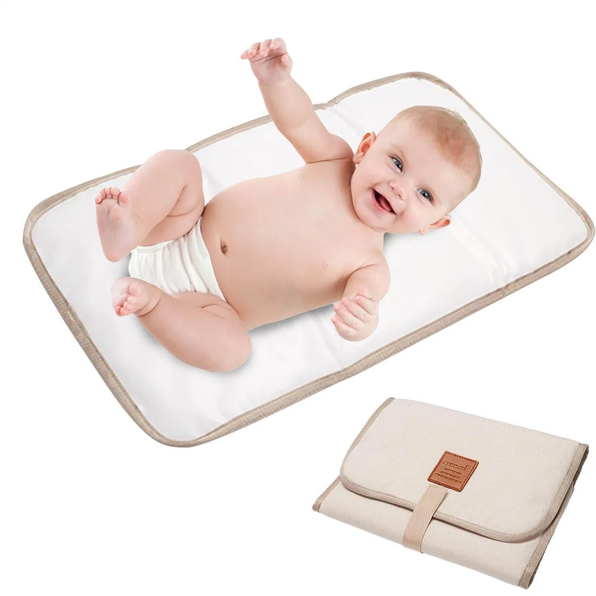 Mat de cambio de pañales: almohadilla ligera, impermeable y conveniente para uso en el uso de la marcha | Alfombra de bebé portátil plegable con cierre de calcomanía mágica, ideal para viajes, recorri