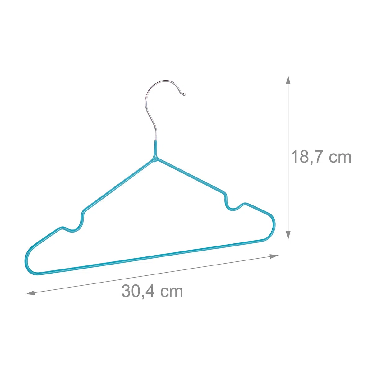 Relaxdays Pack de 20 Perchas Bebé Antideslizantes, Metal, Turquesa, 30 cm