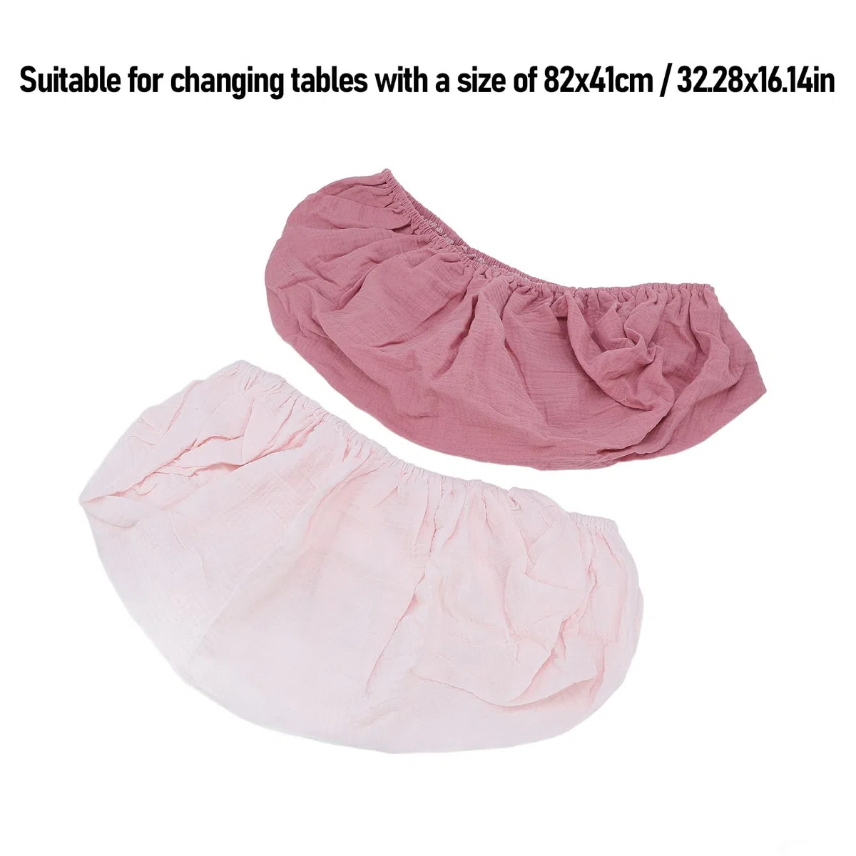 Funda de cambiador suave y transpirable de color sólido, 2 piezas de sábanas para cambiador de bebé (rosa claro)