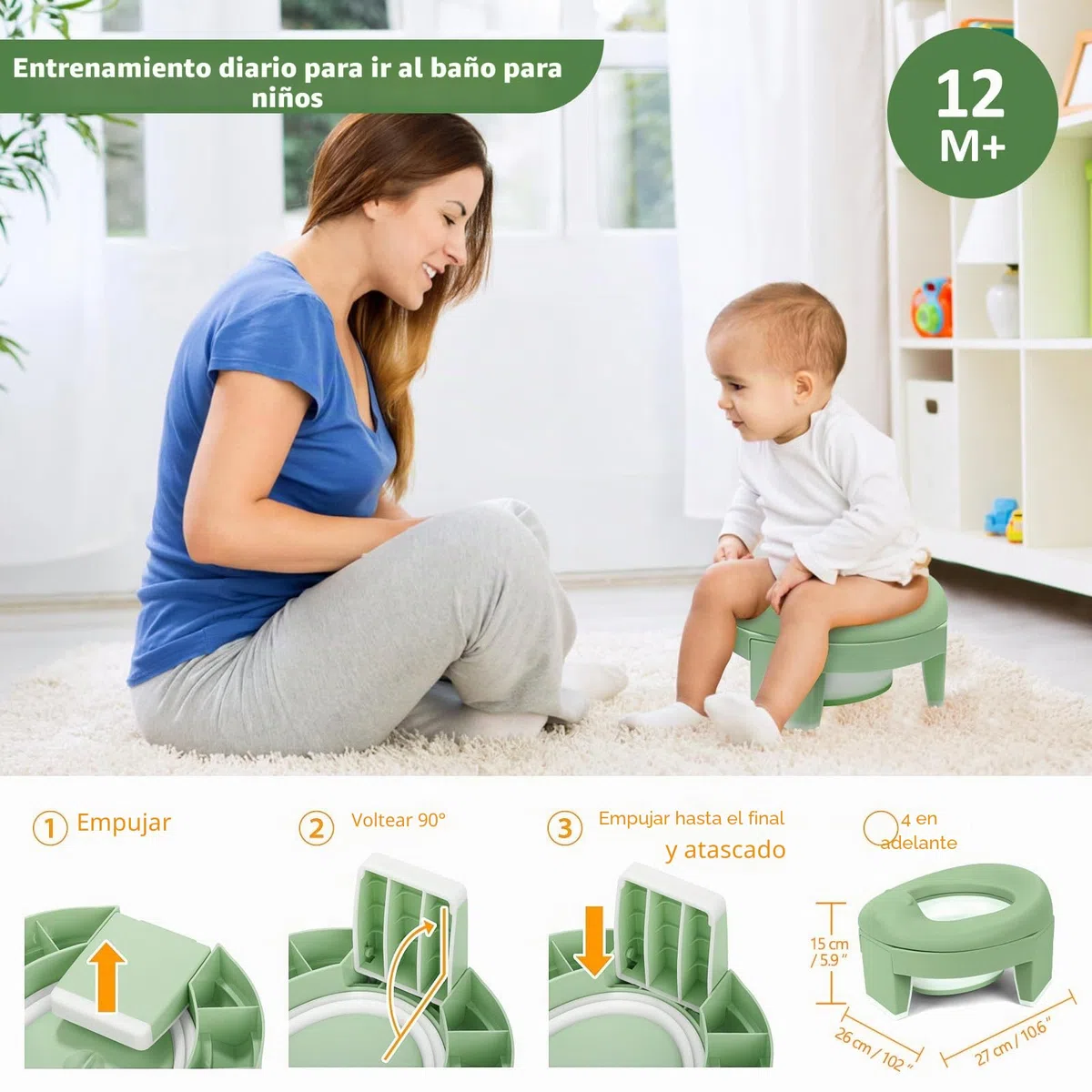 TYRY.HU Asiento Inodoro Plegable para Niños 3 in 1 Orinal Portátil EVA Suave Reductor WC para Bebé con Piezas a Prueba de Salpicaduras Adaptador pare Casa y Viaje (Verde)