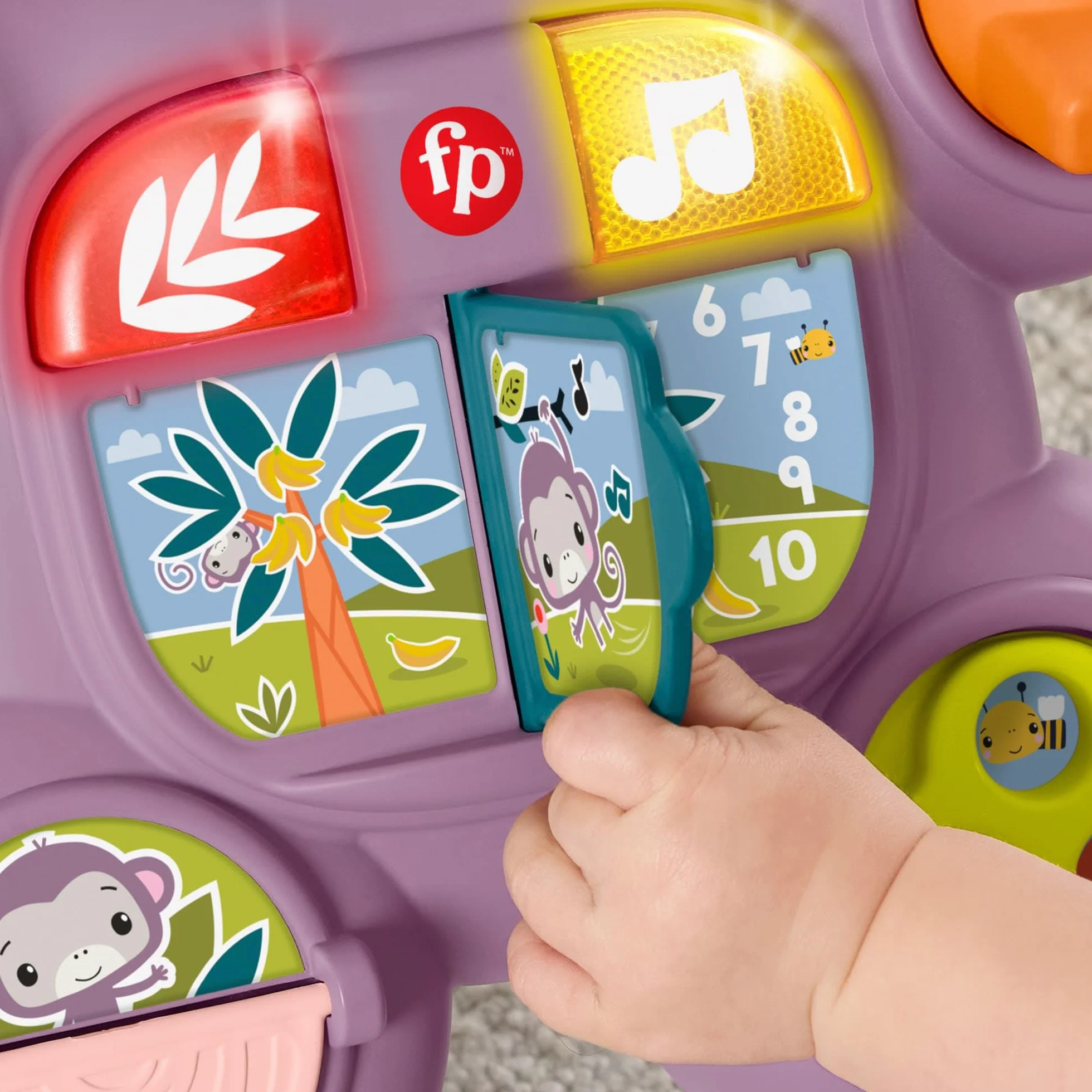 Fisher-Price Andador para bebés Monito morado Primeros pasos, juguete con música, luces y actividades para bebés y niños pequeños a partir de 6 meses, JGW90