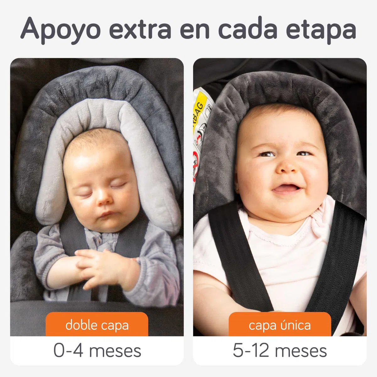 Baby Uma Cojin Reductor Silla Coche Bebe 2 en 1 (0-12 Meses) - Reductor Carro Bebe Ultrasuave y Universal - Cojin y Sujeta Cabeza Silla Coche Lavable a Máquina