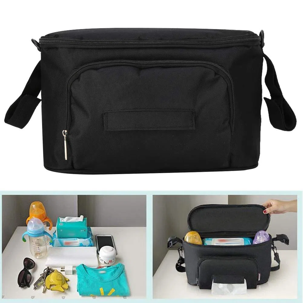 Bolsa Organizador de Cochecito, Bolsa de cochecito de bebé, Bolsa de almacenamiento de cochecito de bebé universal impermeable Bolsa de pañales de tela Titular de colgar Bolsa de almacenamiento