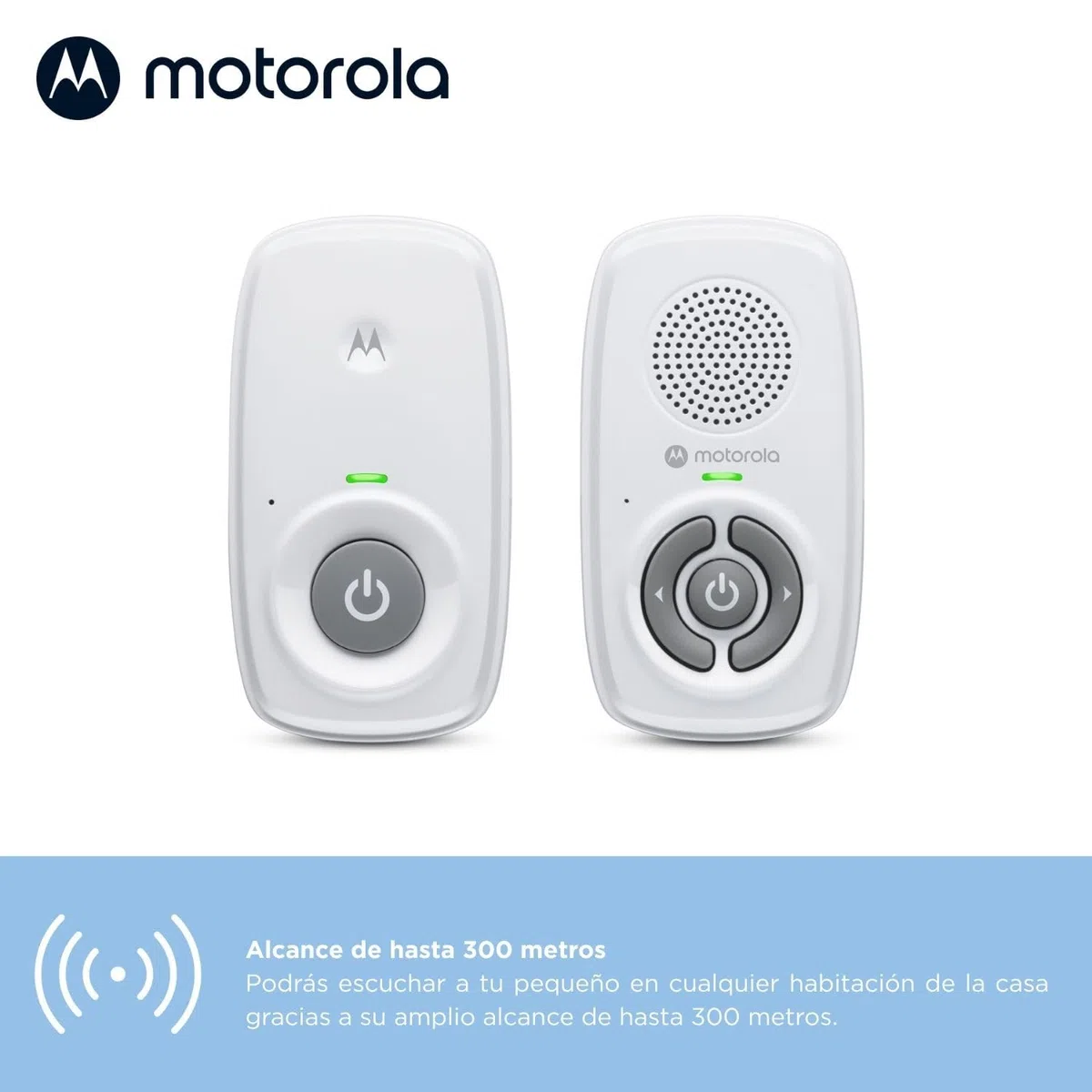 Motorola Nursery AM21 Monitor de Audio para Bebés - Monitor Digital con Tecnología DECT para Monitoreo de Audio - Largo Alcance - Micrófono de Alta Sensibilidad - Blanco