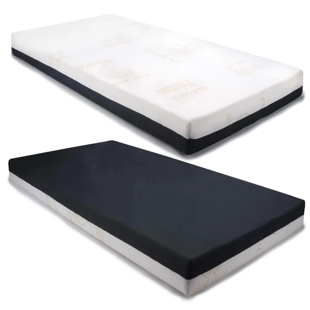 PEKITAS Colchón Cuna 60x120 cm Grosor 10 Cm Doble Cara Aloe-3D Funda Lavable Transpirable Firme Bebé