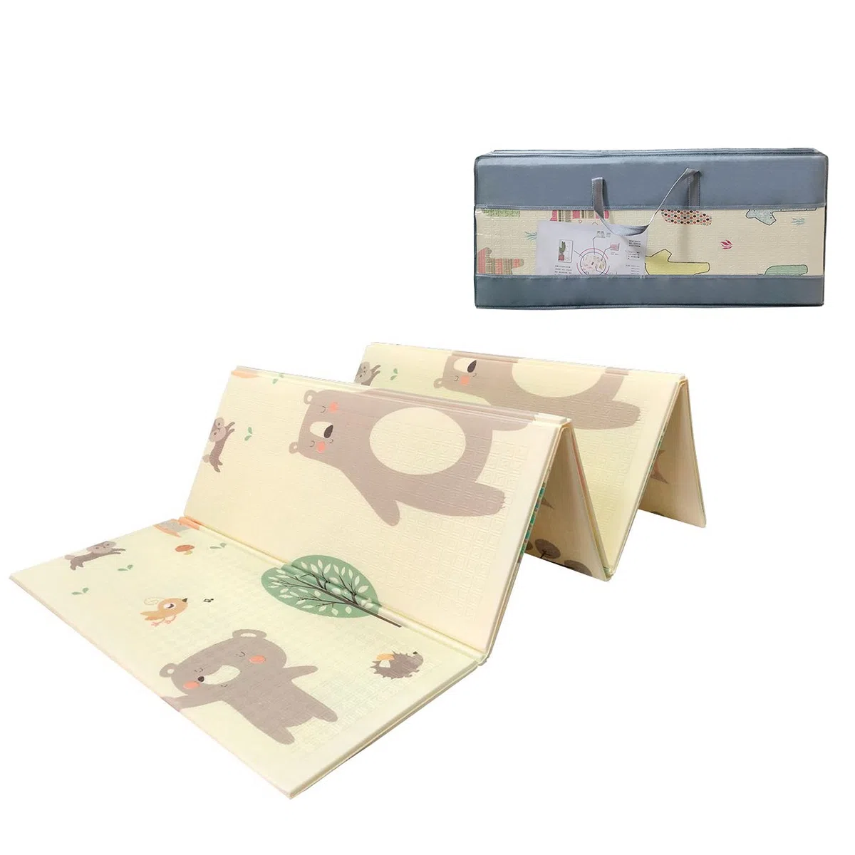 Mamabrum Alfombra Bebé Acolchada Plegable 180x120x1cm - Tapete Reversible de Espuma XPE Doble Cara para Gateo y Juegos - Colchoneta Suave Antideslizante e Impermeable