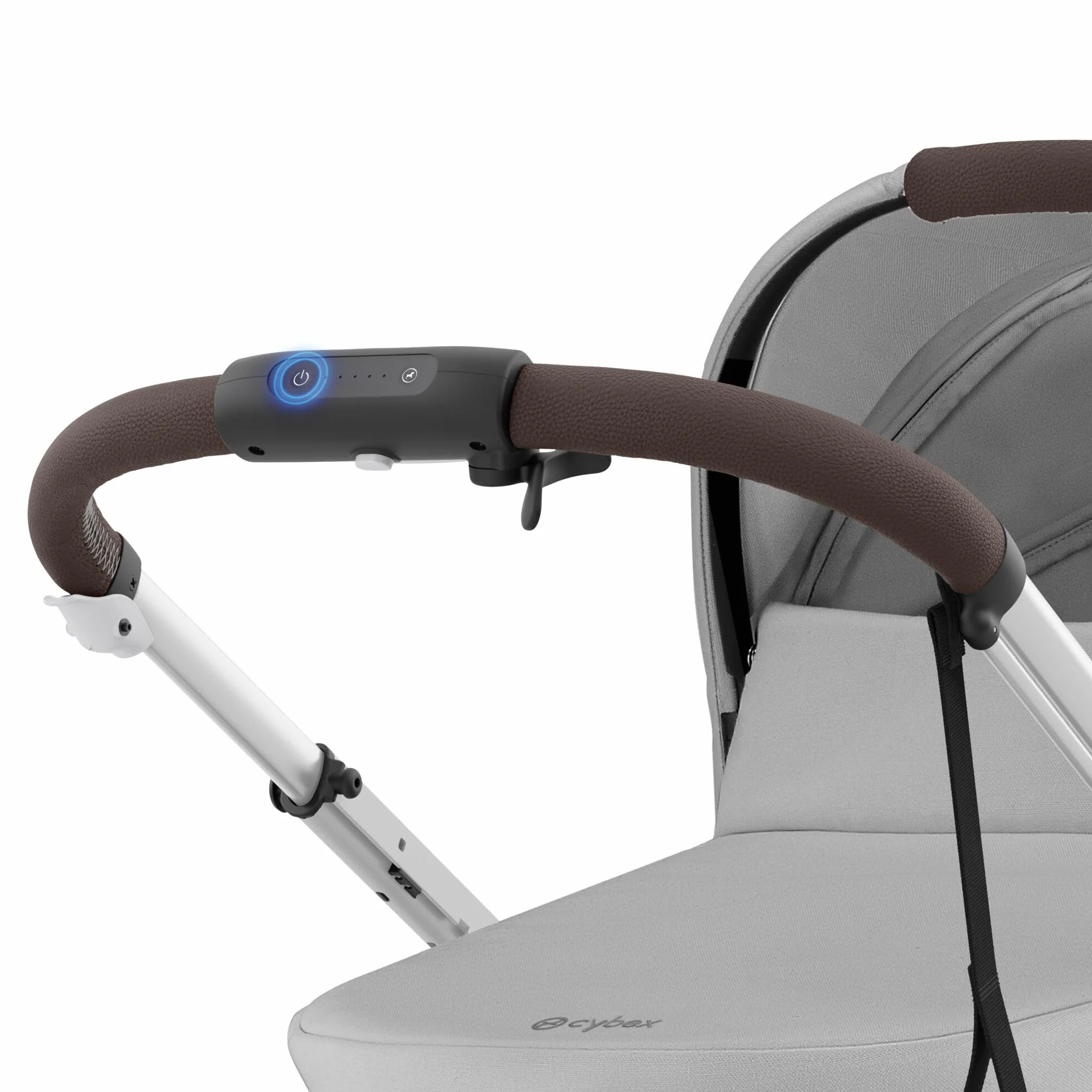 CYBEX Cochecito dorado e-GAZELLE S, Máx. 22 kg (modo individual) / 2x 22 kg (modo Dúo), Sistema todo en 1 con accionamiento eléctrico y 20+ configuraciones, Gris Piedra