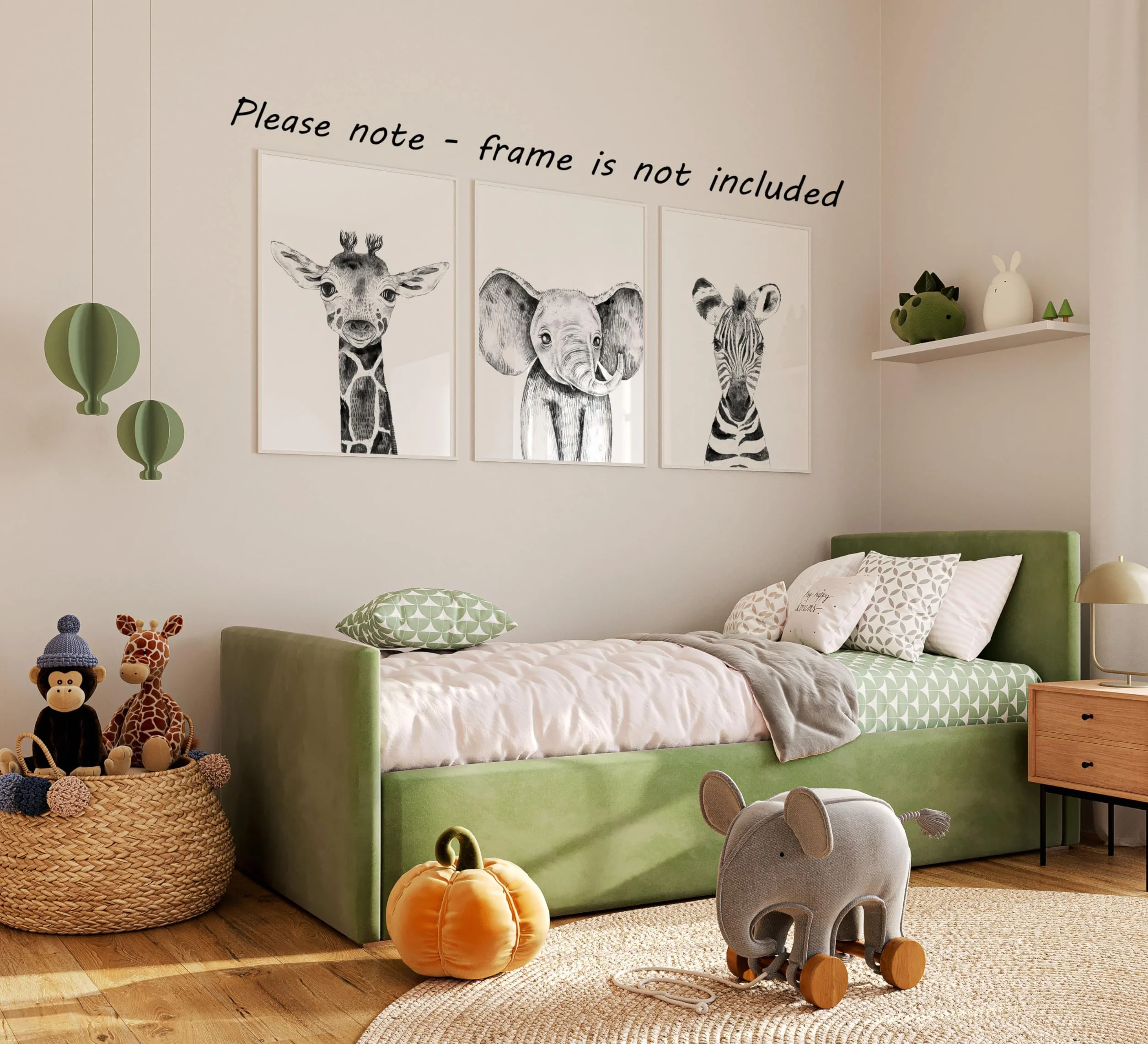Eviepops Prints Animales del Safari Set de 3 Láminas Sin Marco para Habitación de Niño o Niña, Pósters de Arte de Pared para Decoración de Dormitorio, Negro Blanco, Jirafa Elefante Cebra (A3)
