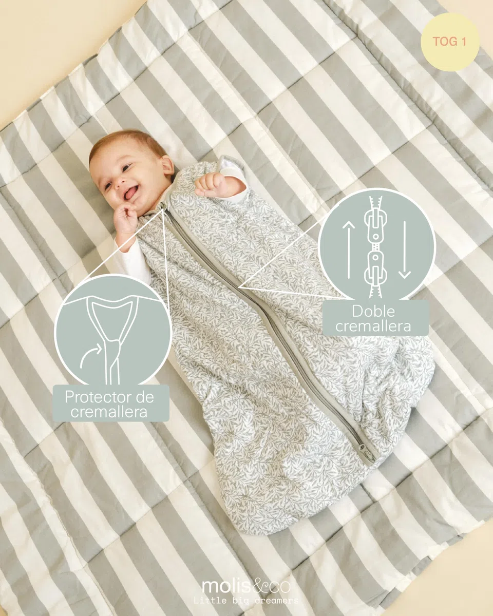 molis&co - Saco de Dormir para bebé 1.0 TOG - 70 cm (0-6 Meses) - Ideal para Primavera y otoño - 100% algodón (Oeko-Tex 100) - Ines II
