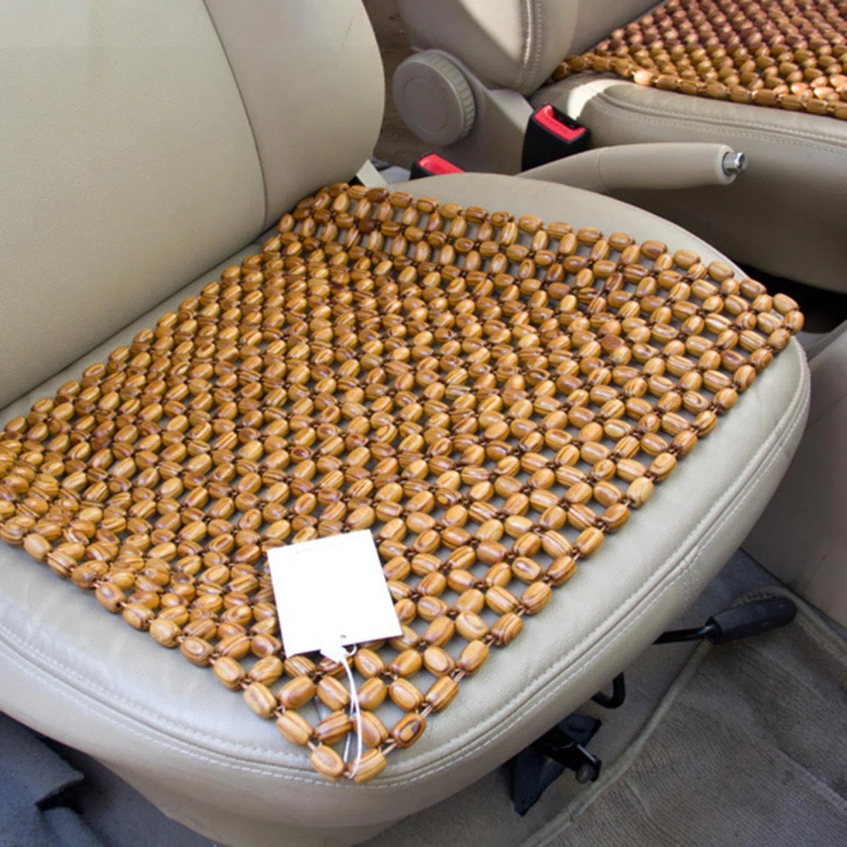 Cojín de asiento con perlas de madera, cojín de asiento de bolas de madera, masaje para asiento de coche, 43,5 x 43 cm