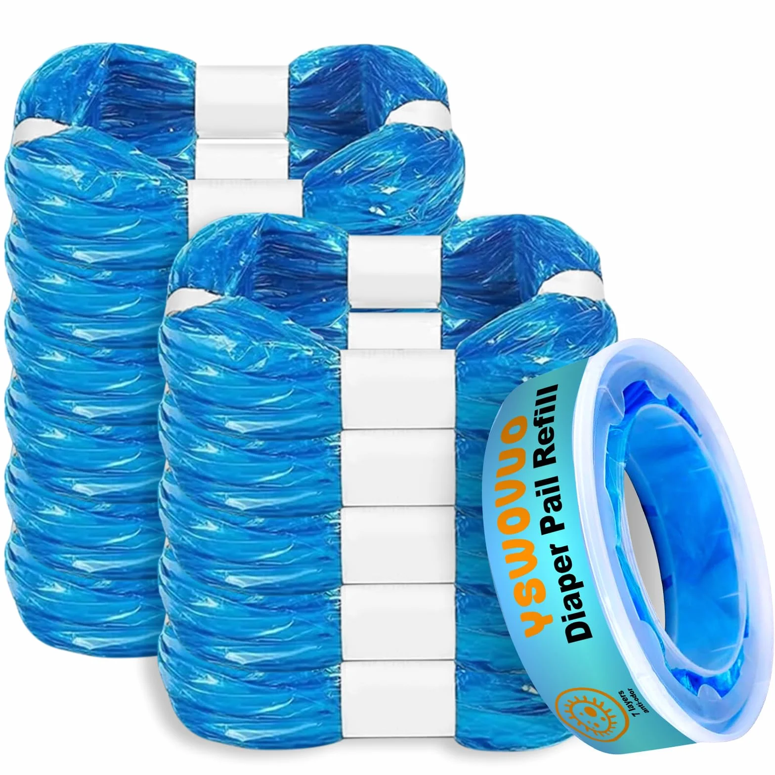12 Recambios para Contenedor de Pañales Angelcare y Litter Locker II - 11 Bolsas Extra Largas + 1 Caja con Rollo, Tecnología Antiolor 7 Capas, Perfumadas