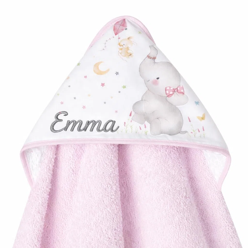 Capa de Baño para Bebe Personalizada 0 a 3 Años Toalla Recien Nacido 100% Algodon con Capucha Personalizada Comoda Suave para Cuidado de la Piel para Piscina Rosa + Regalo Baby Shower Niña/o