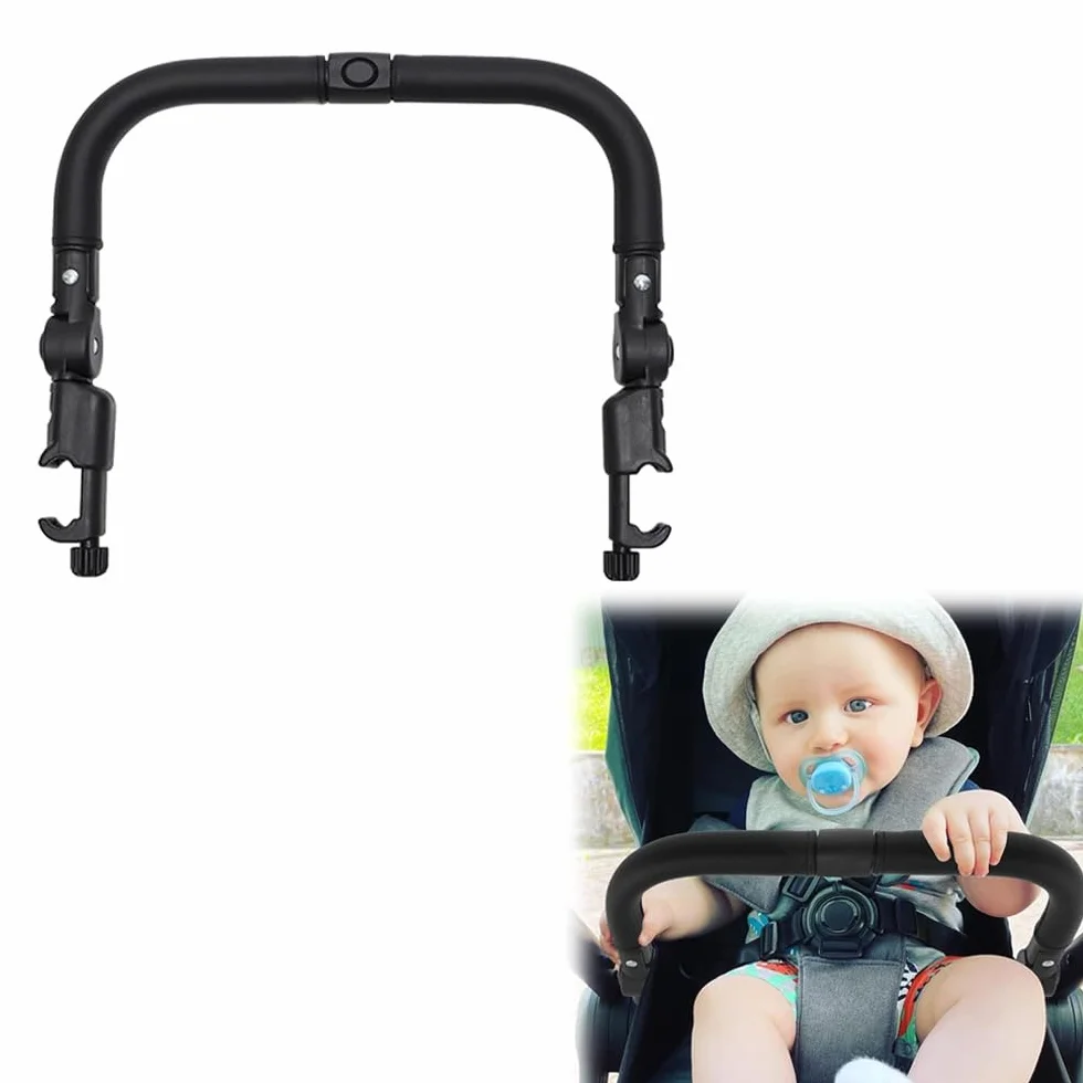 Barras de parachoques universales para cochecito, reposabrazos de cochecito, reposabrazos de ángulo ajustable, manillar protector para la mayoría de cochecitos de bebé, color negro