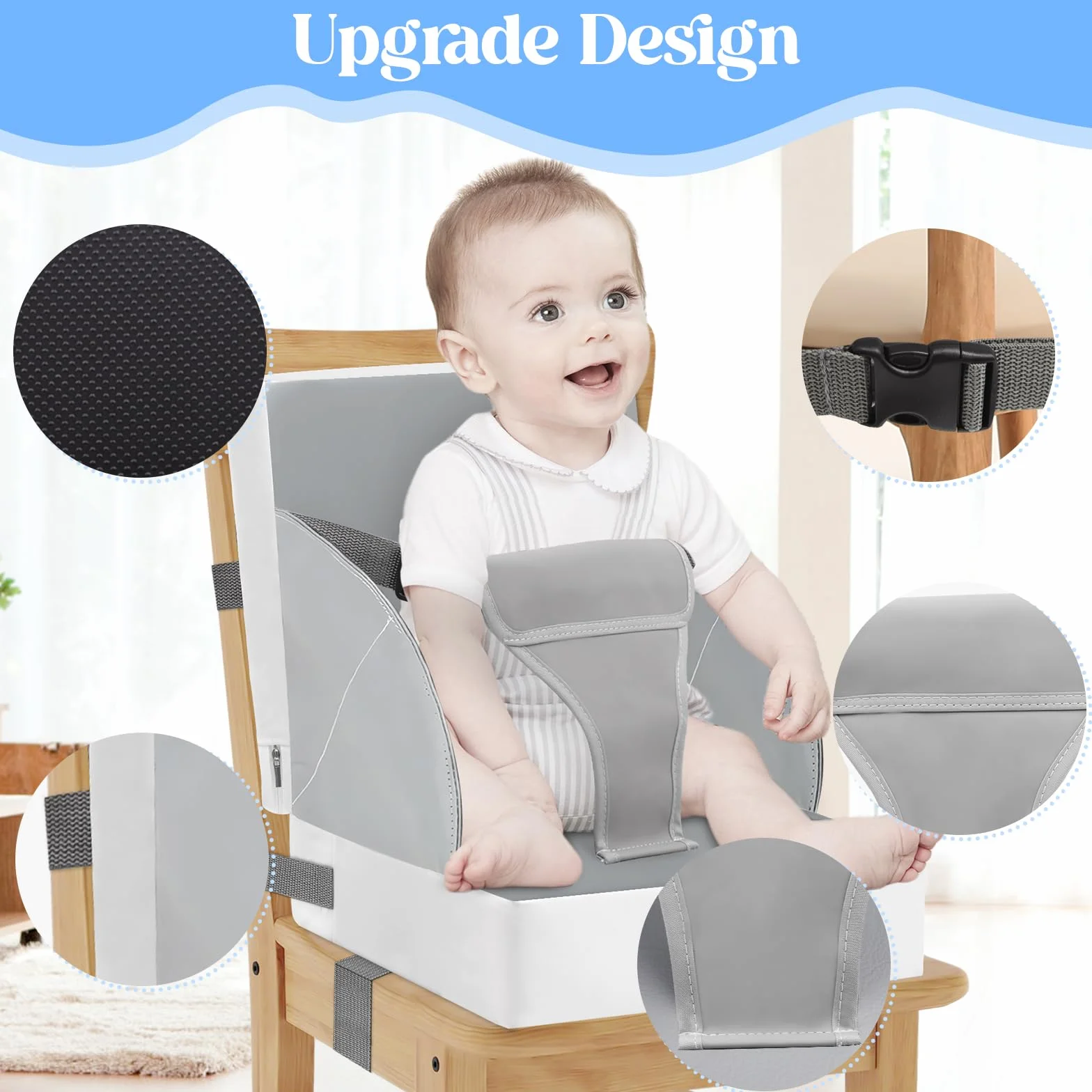 Alzador Silla para Niños Comer, PU Impermeable Fuerte Soporte Portátil Asiento Elevador para las Comidas de los Niños Pequeños, Fácil de limpiar Cojín del Asiento Elevador
