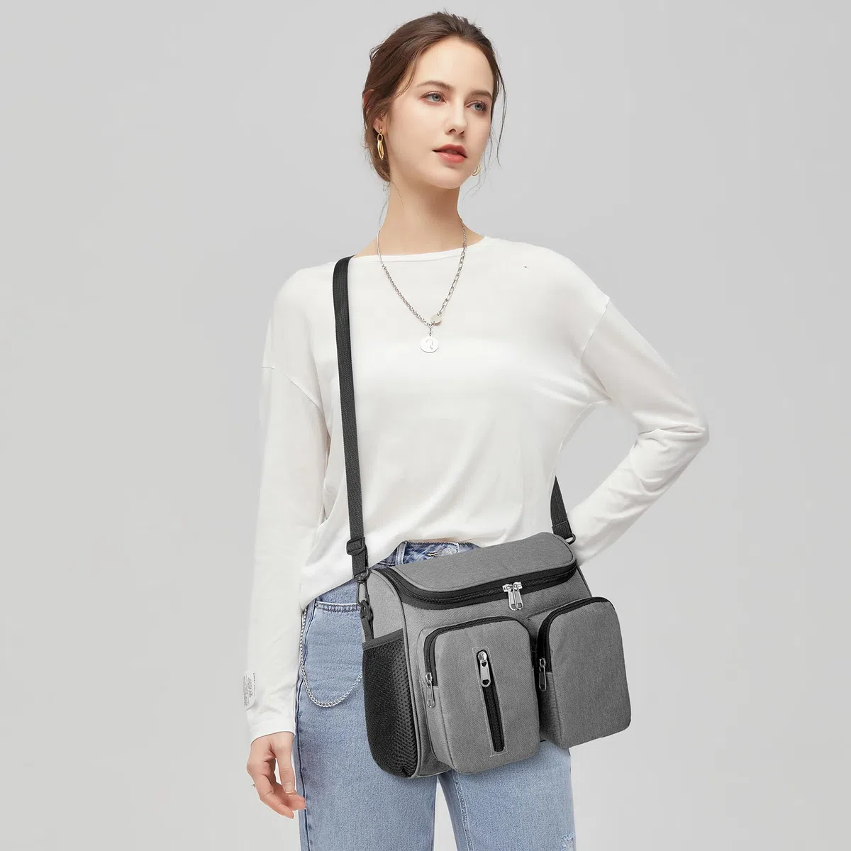 Organizador Multifuncional para Cochecito de Bebé,Correa de Hombro Ajustable,Gran Capacidad para Artículos Esenciales del Bebé,Ajuste Universal para Todos los(2411-Black)