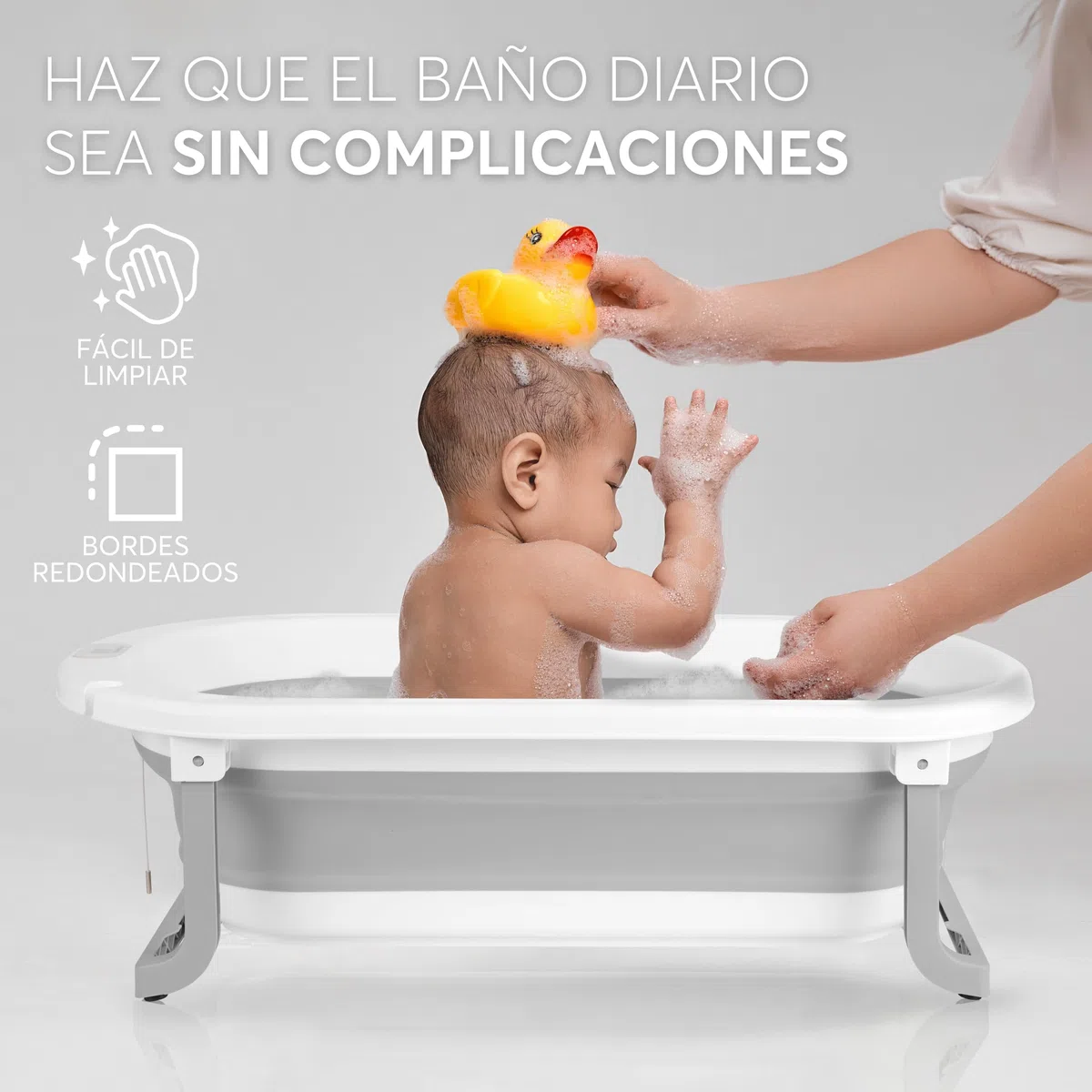 KikkaBoo Bañera para Bebés WILLY, Diseño Plegable, Termómetro Integrado, Cojín de Baño Suave, Patas Antideslizantes, Tapón de Drenaje, Material No Tóxico, Rosa