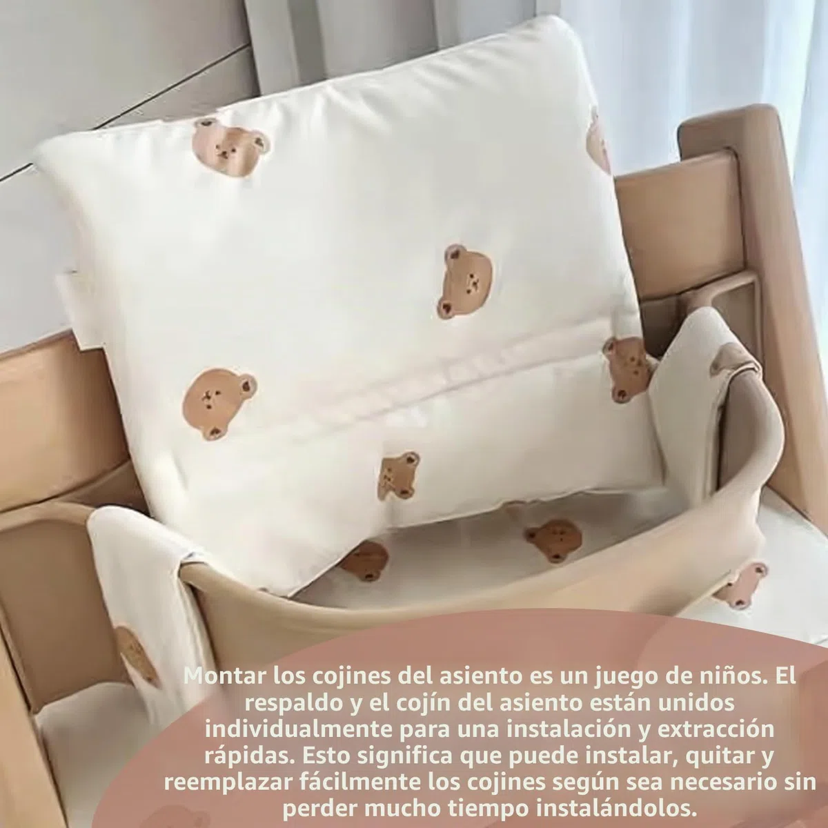 Cojín para trona Stokke Tripp Trapp: cojín para trona de bebé impermeable de 2 piezas, cojín para trona suave y extraíble para bebés, fácil de limpiar, fácil de pegar
