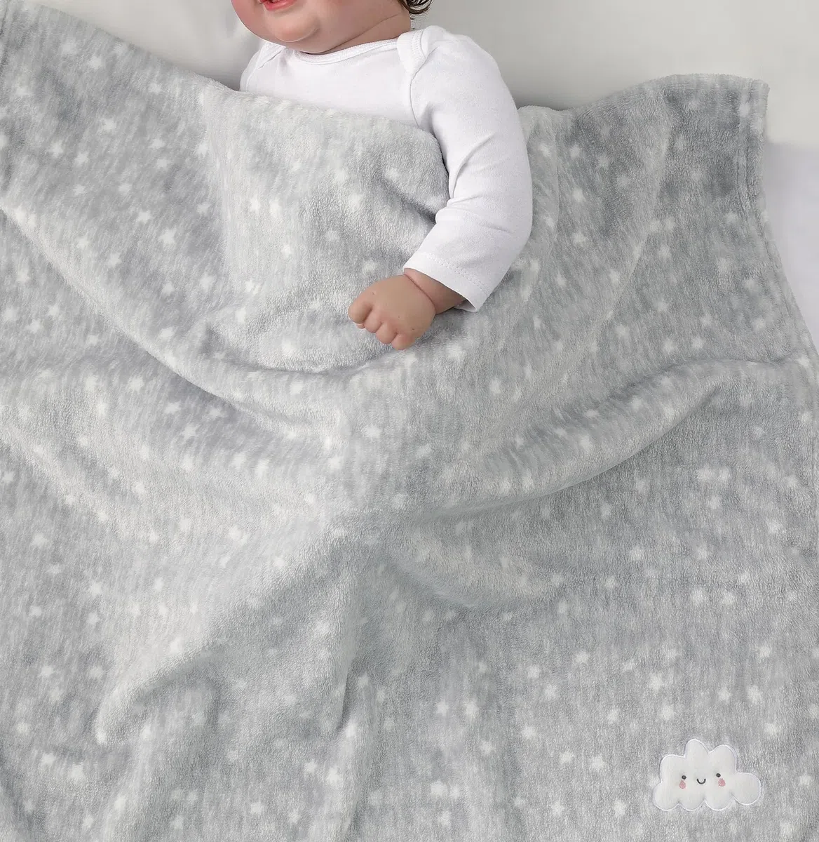 CREVENT 2 mantas de bebé de 30''X40'', lindas, acogedoras, esponjosas y cálidas para bebés y niños pequeños, ropa de cama para cuna, cot, cochecito - Nube Gris + Corazón Rosa de Punto