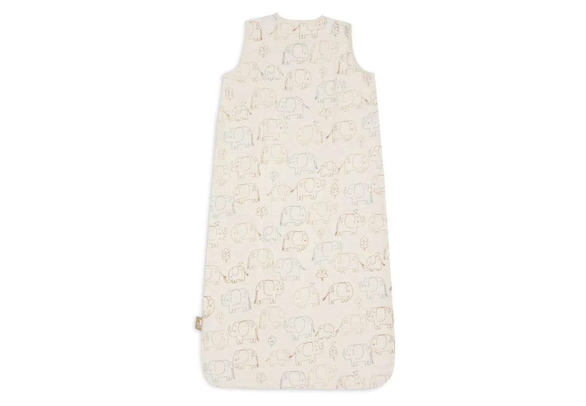 Jollein Saco de dormir de verano de muselina para bebé – Elephant Tales – 90 cm – 100 % algodón – 0,5 TOG – Saco de dormir de verano para bebé – Certificado OEKO-TEX