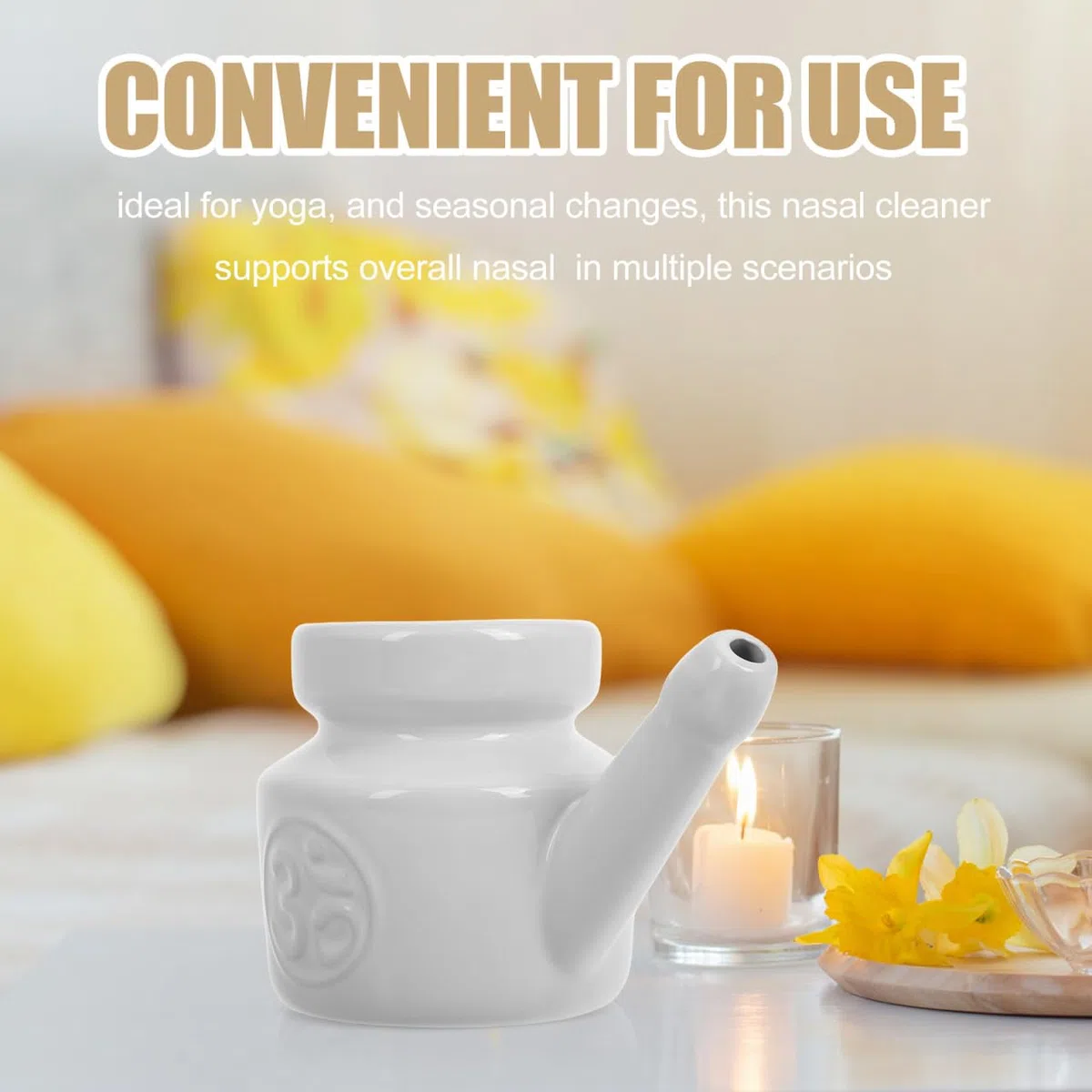 Healvian Olla De Cerámica Para Limpieza Nasal Botella De Enjuague Nasal Seguro Reutilizable Para Uso Doméstico Y Yoga 5.70X3.54X3.34In