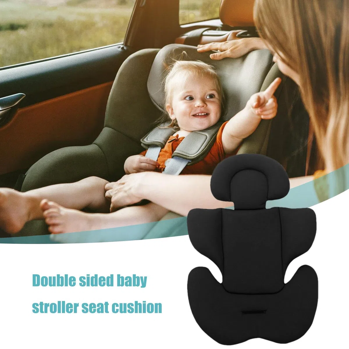 Genérico Cojín para Asiento De Coche De Bebé | Soportes para La Cabeza Y El Cuerpo 2 En 1 para Bebés Recién Nacidos | Cojín De Asiento para Niños De Cochecito - Cojín De Apoyo para El Cuerpo del Bebé