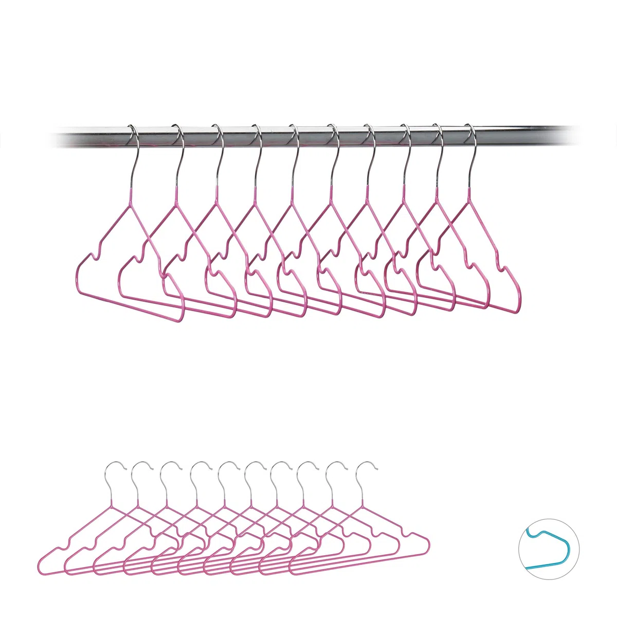 Relaxdays Pack de 20 Perchas Bebé Antideslizantes, Metal, Rosa, 30 cm