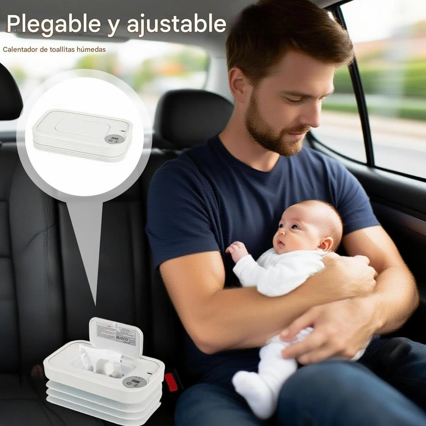 Calentador De Toallitas Húmedas Para Bebé | Calentador Y Dispensador Plegable De Toallitas - Accesorio De Cálido Rápido Para Viajes Trayectos En Coche Y Acampada