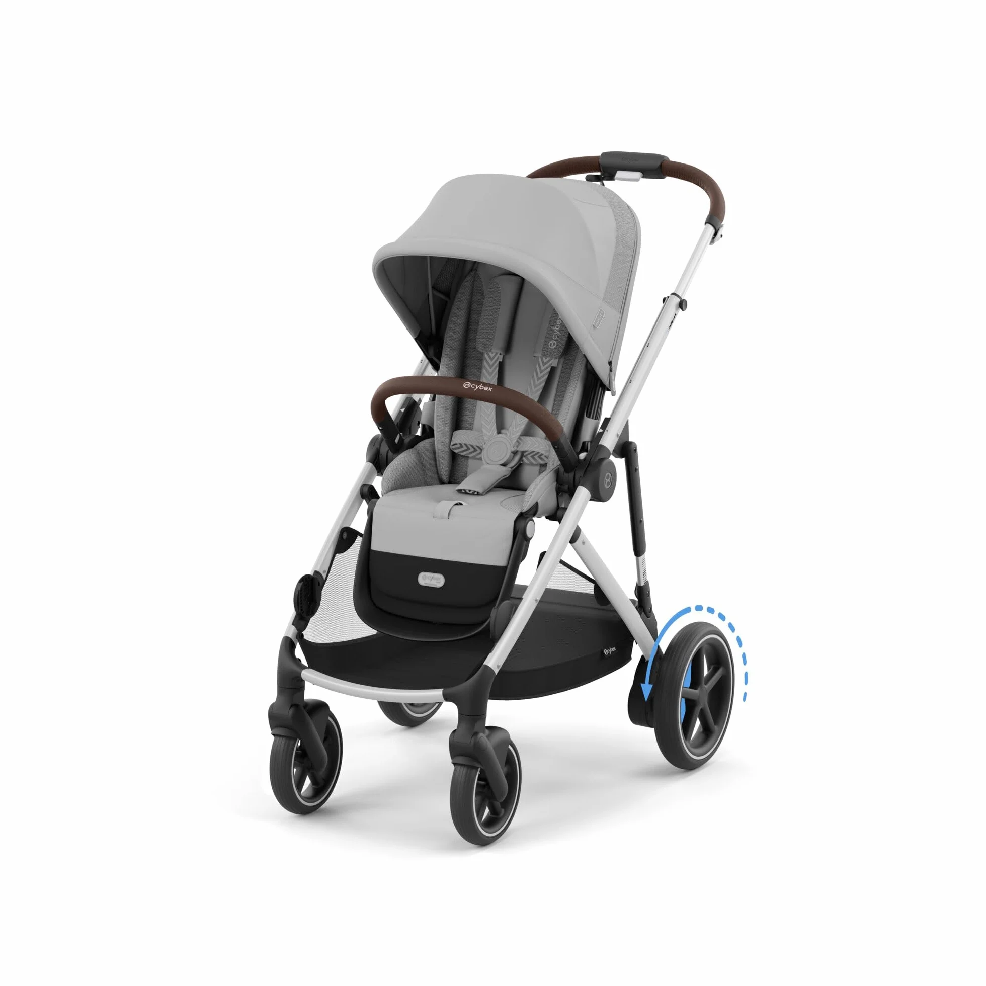 CYBEX Cochecito dorado e-GAZELLE S, Máx. 22 kg (modo individual) / 2x 22 kg (modo Dúo), Sistema todo en 1 con accionamiento eléctrico y 20+ configuraciones, Gris Piedra