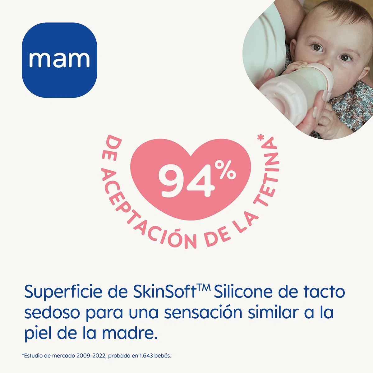 MAM Pack 2 Biberones Anticólicos, 2-4 Meses, 260ml, con Tetina 2 Flujo Medio de Silicona de Fácil Aceptación, Autoesterilizable y Fácil de Limpiar, MAM Easy Start Anti-Colic, Azul Brillante, 2uds
