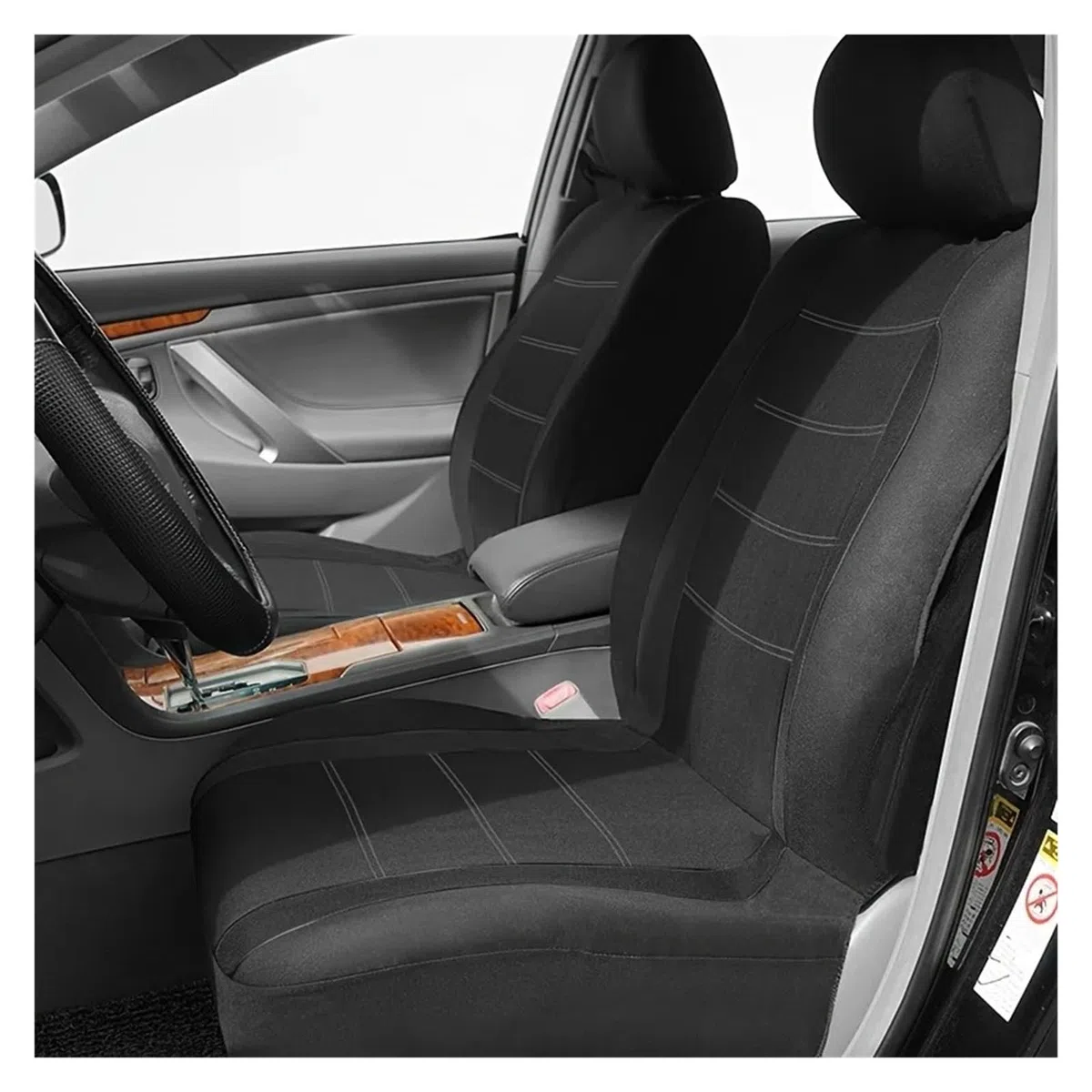 Fundas Asientos Coche Protector De Asiento De Coche Poliéster Tamaño Universal 2 Fundas para Asientos Delanteros para La Mayoría De Coches SUV Camiones Furgonetas Funda Asiento Coche(Beige)