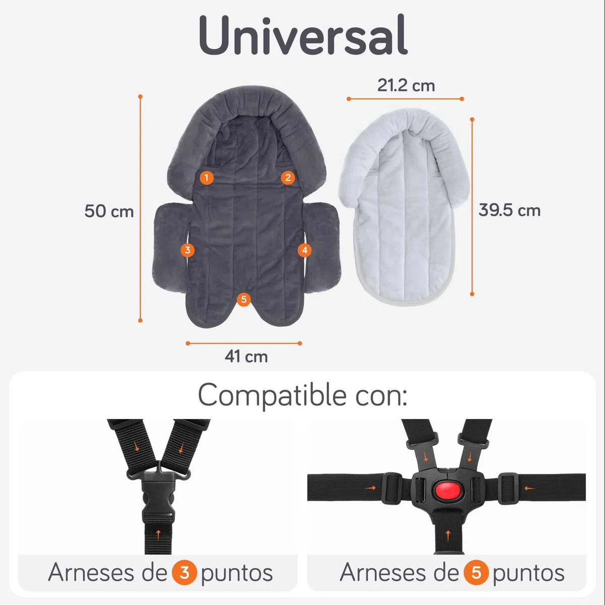 Baby Uma Cojin Reductor Silla Coche Bebe 2 en 1 (0-12 Meses) - Reductor Carro Bebe Ultrasuave y Universal - Cojin y Sujeta Cabeza Silla Coche Lavable a Máquina