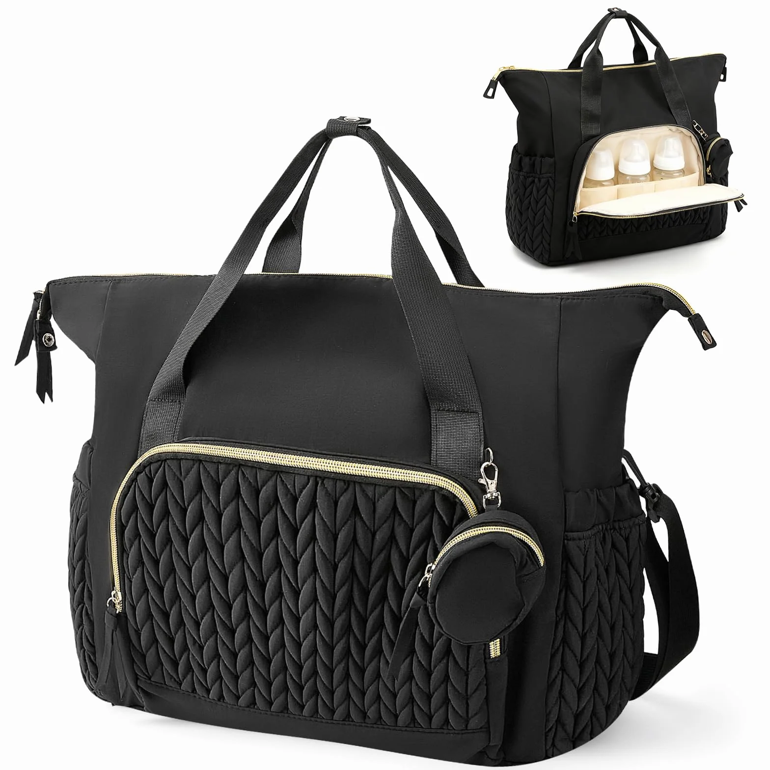 Bolso de envoltorio con bolsillo de biberon y envoltorio, mochila multifuncional para bebé, bolsa de pañales con bolsa aislante, bolsa de pañales multifunción para padres