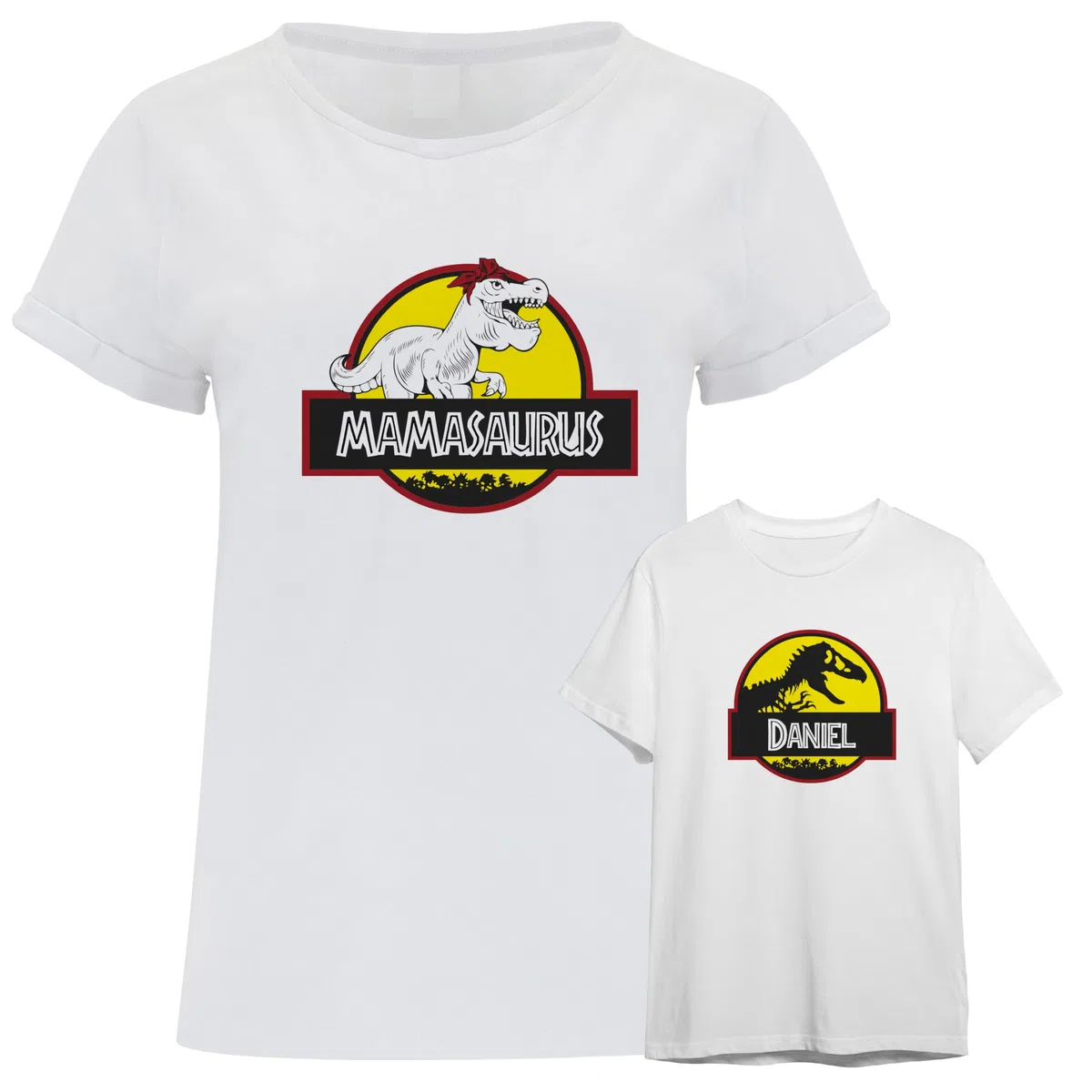 Regalo día de la madre | Camiseta mamá personalizada + Body o camiseta hijo/a | Diseño original divertido | Jurassic world | Dinosaurio | Mejor Madre | Infantil | Bebe | Mamasaurus