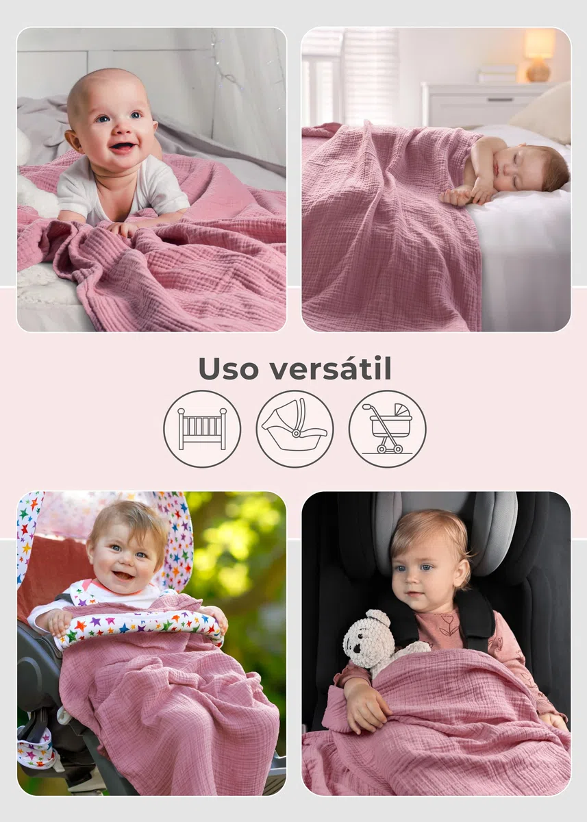 LAYNENBURG Manta de muselinas Bebe 120x120cm - 100% algodón - Oeko-Tex 100 - Manta acogedora o para Dormir, pañales, paño para eructar para bebé, recién Nacido y niño pequeño (Rosa Oscuro)