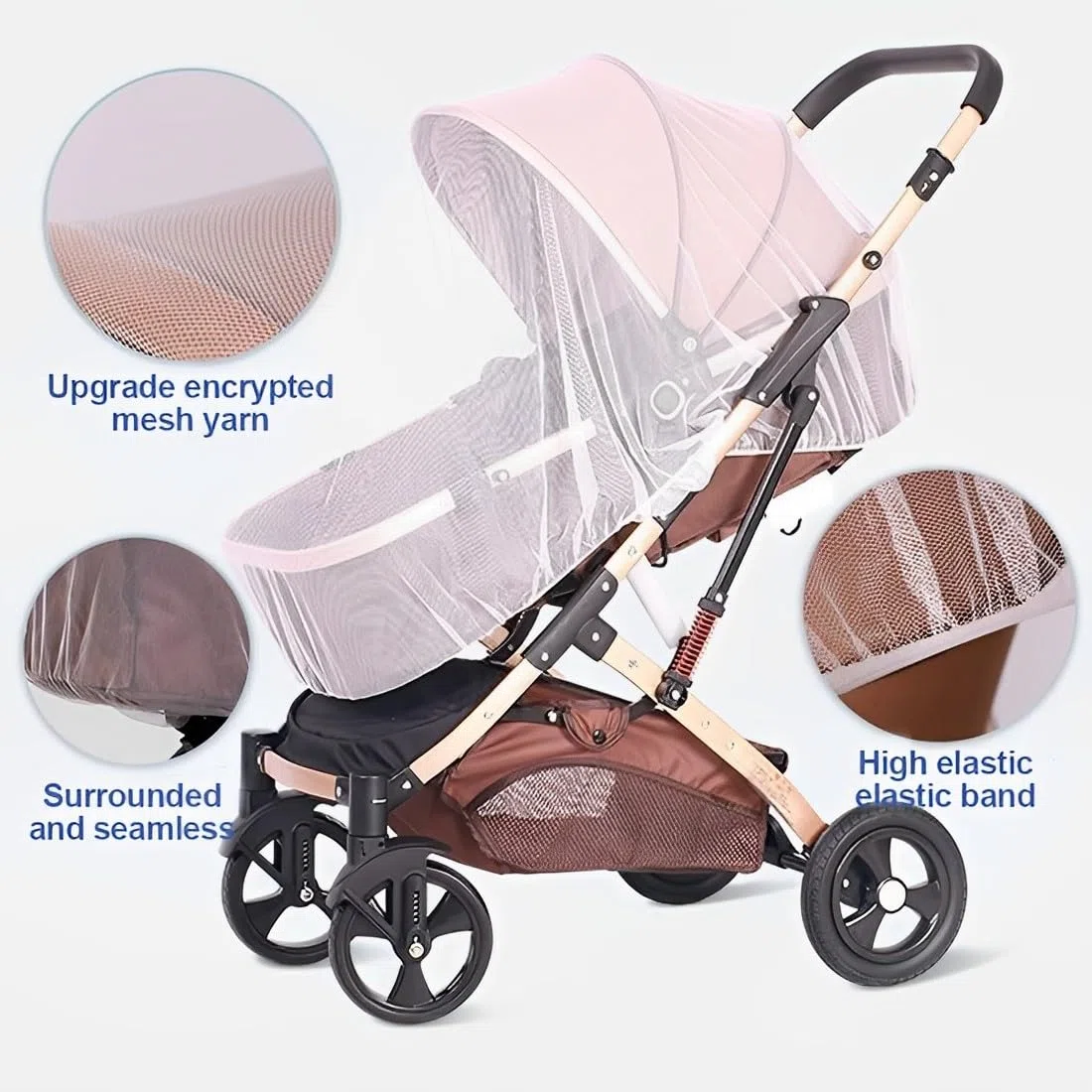 Mosquitera Universal para Capazo, Asiento de Coche, Cama, Paraguas, Protección contra Insectos para Bebés y Niños