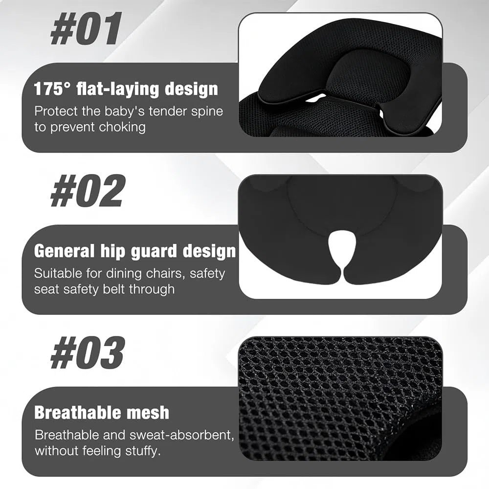Foreverup Inserto reversible para asiento de automóvil para recién nacido, con almohadillas de correa, soporte para cabeza y cuerpo infantil, inserto de cojín suave para cochecito de bebé para niños y