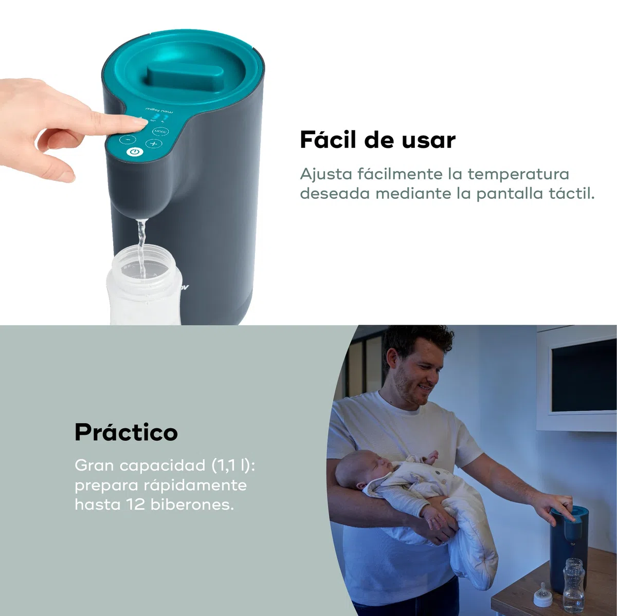 Babymoov Preparador de Biberones Instantáneo Milky Now, Calienta y Mantiene Caliente Hasta 6 Horas, Hasta 12 Biberones