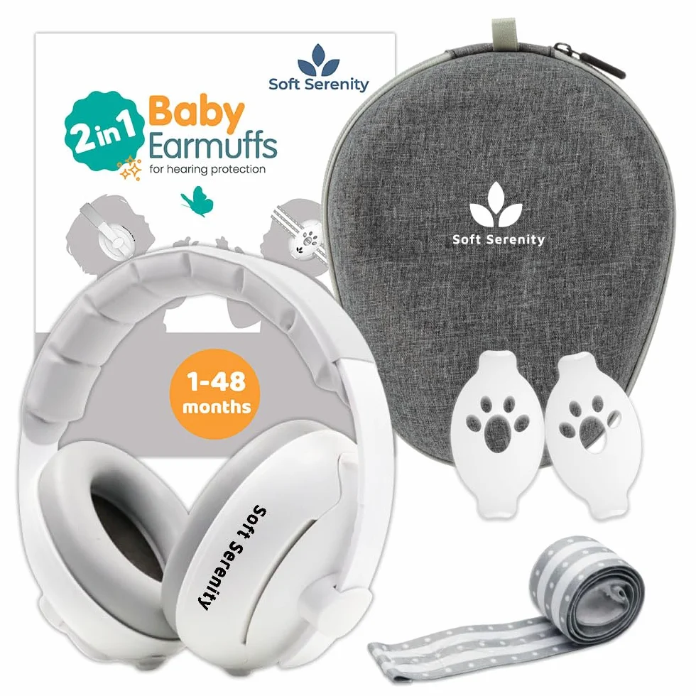 Casco antiruido para bebé 2 en 1 con funda de transporte, protección auditiva para bebés, casco de avión y niños de hasta 4 años, perfecto para dormir, viajes y festivales, certificado