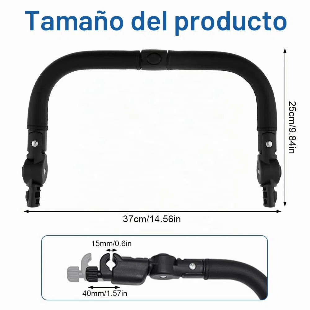 Barras de parachoques universales para cochecito, reposabrazos de cochecito, reposabrazos de ángulo ajustable, manillar protector para la mayoría de cochecitos de bebé, color negro