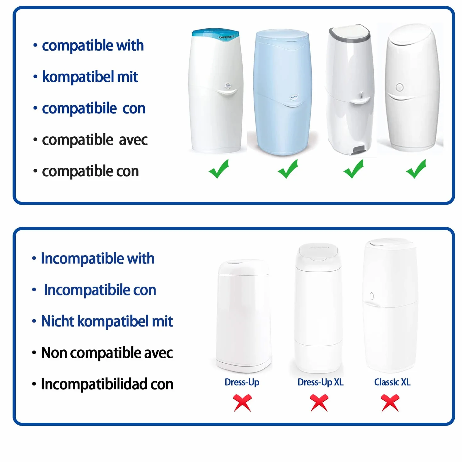 Mom's Aide Recambios compatible con el contenedor de pañales Angelcare (paquete de 4),incompatible con el Angelcare Dress Up，Dress Up XL,Classic XL