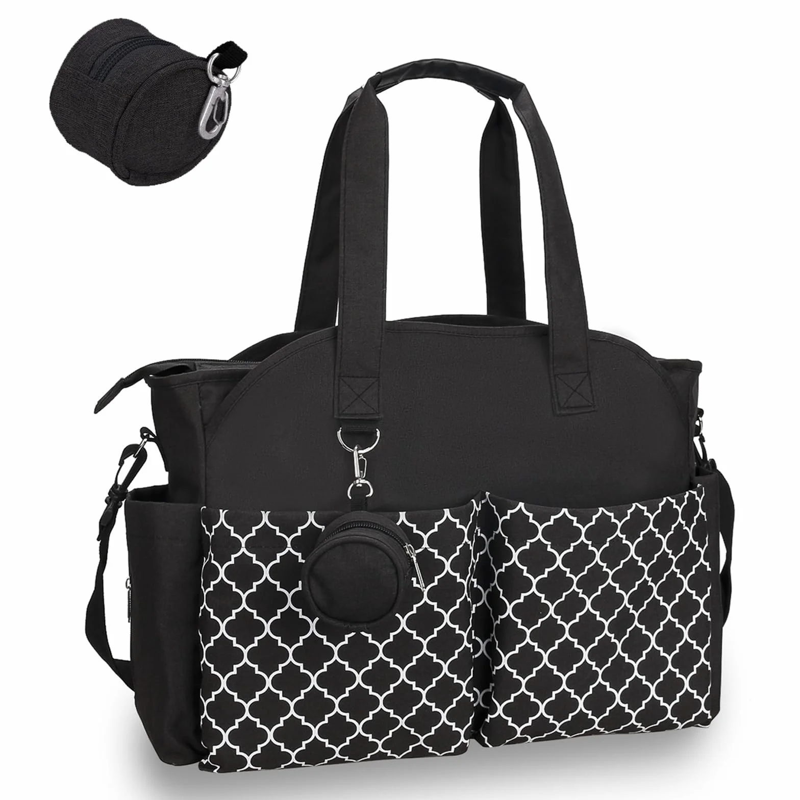 Bolso Cambiador Bebe, Pañaleras Gran Capacidad con Bolsa de Chupete para Bebés, Gran Bolso de Viaje, Bolsa Hospitalaria Multifunción para Maternidad (Negro)