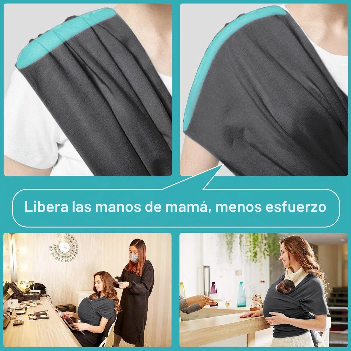 VOARGE - Bufanda elástica para bebé de hasta 16 kg, diseño de bebé