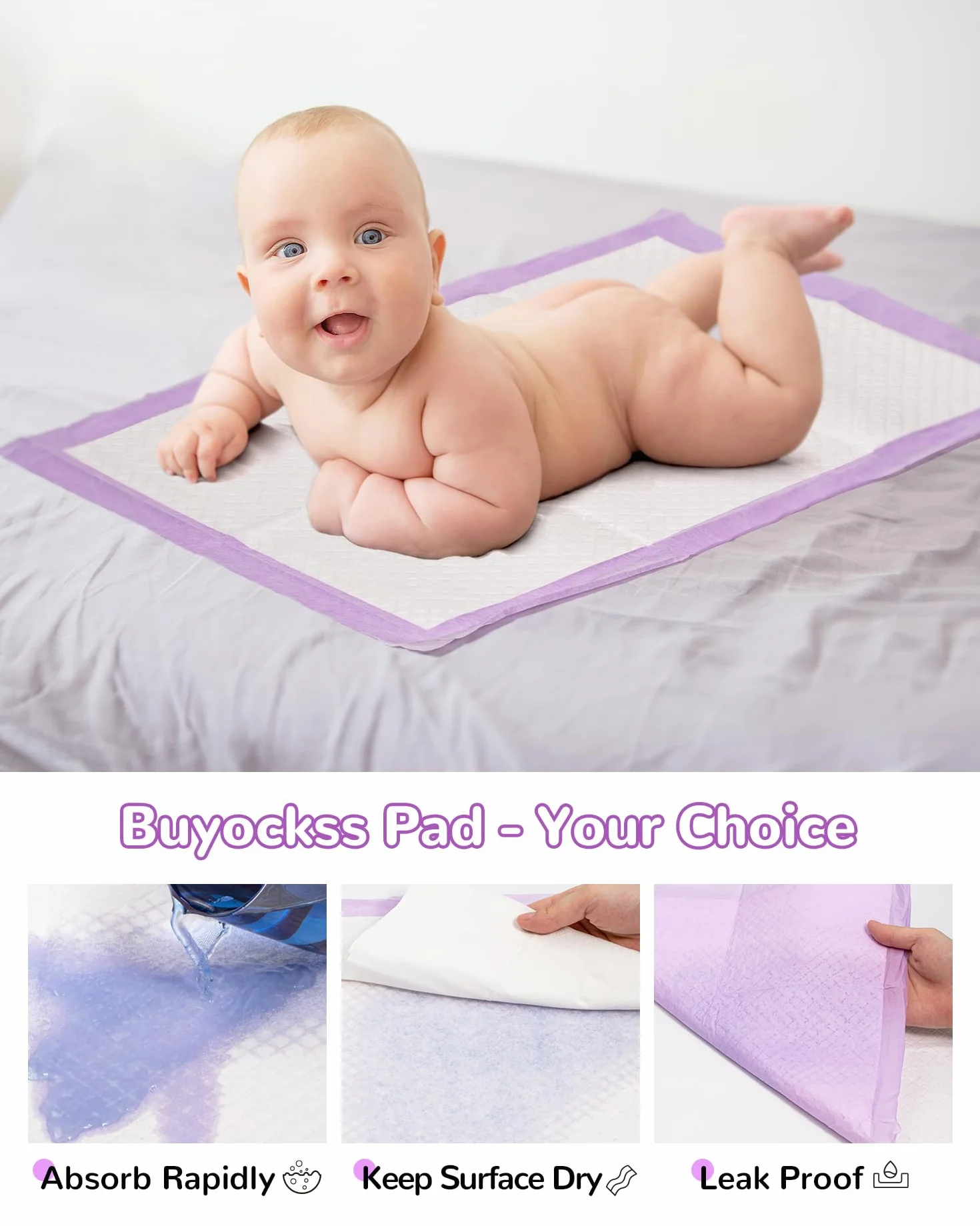 Paquete de 50 almohadillas cambiadoras desechables para incontinencia, ultra suaves, superabsorbentes, impermeables, 24 x 18 pulgadas