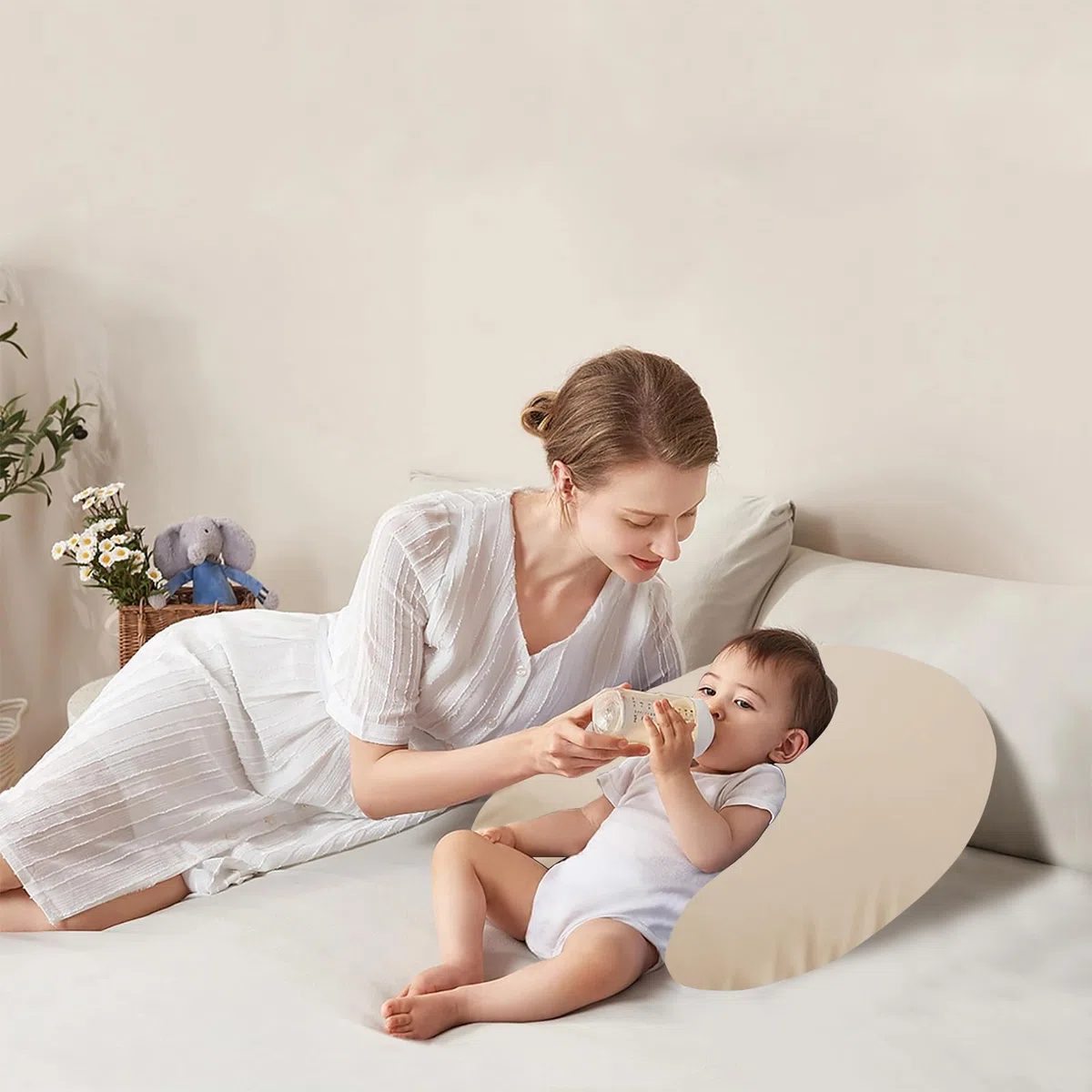 Winmany Funda de Almohada de Lactancia Impermeable para recién Nacidos, Funda de Almohada Suave reemplazable para niños y niñas (Caqui)