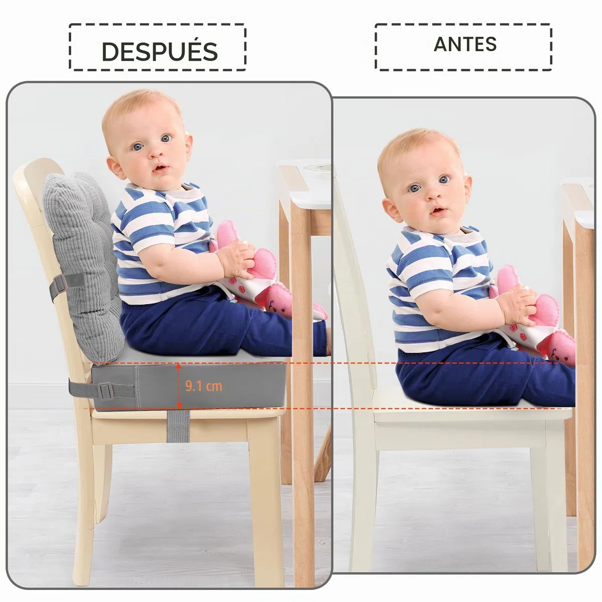 CAVWVTYU - Cojín de asiento de pana, 2 piezas de cojín grueso para asiento de silla de pana, cojín de respaldo de poliuretano impermeable, fácil de limpiar, asiento auxiliar con fondo antideslizante