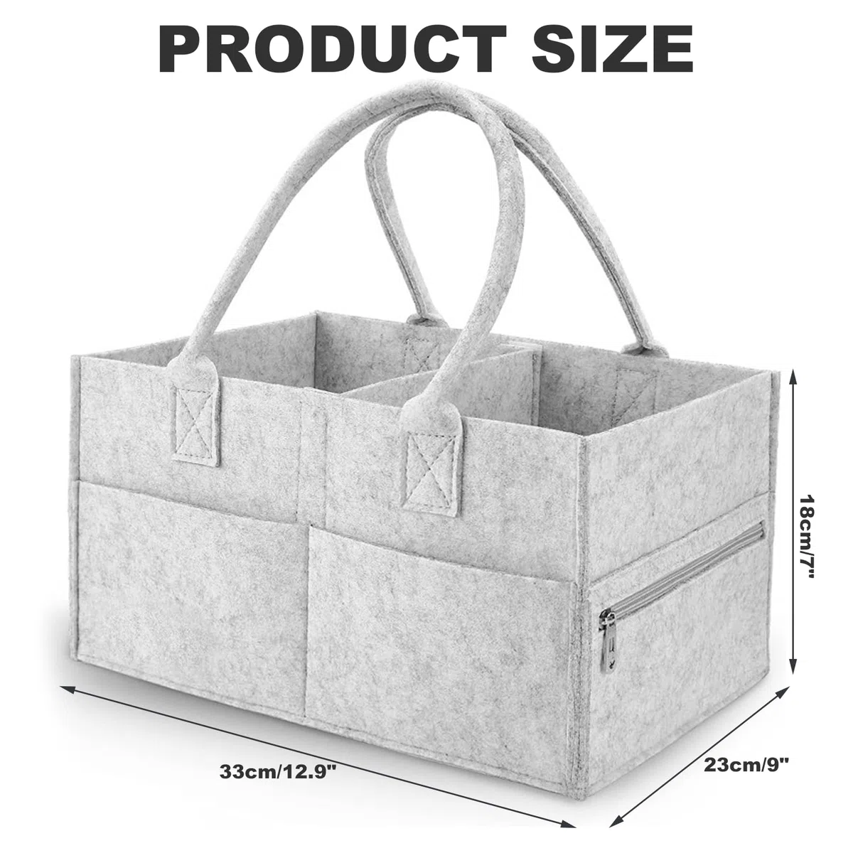 Nivofu Organizador de Pañales, Cesta Portátil con Compartimentos para Cambiador, Hogar Coche Viaje, Gris