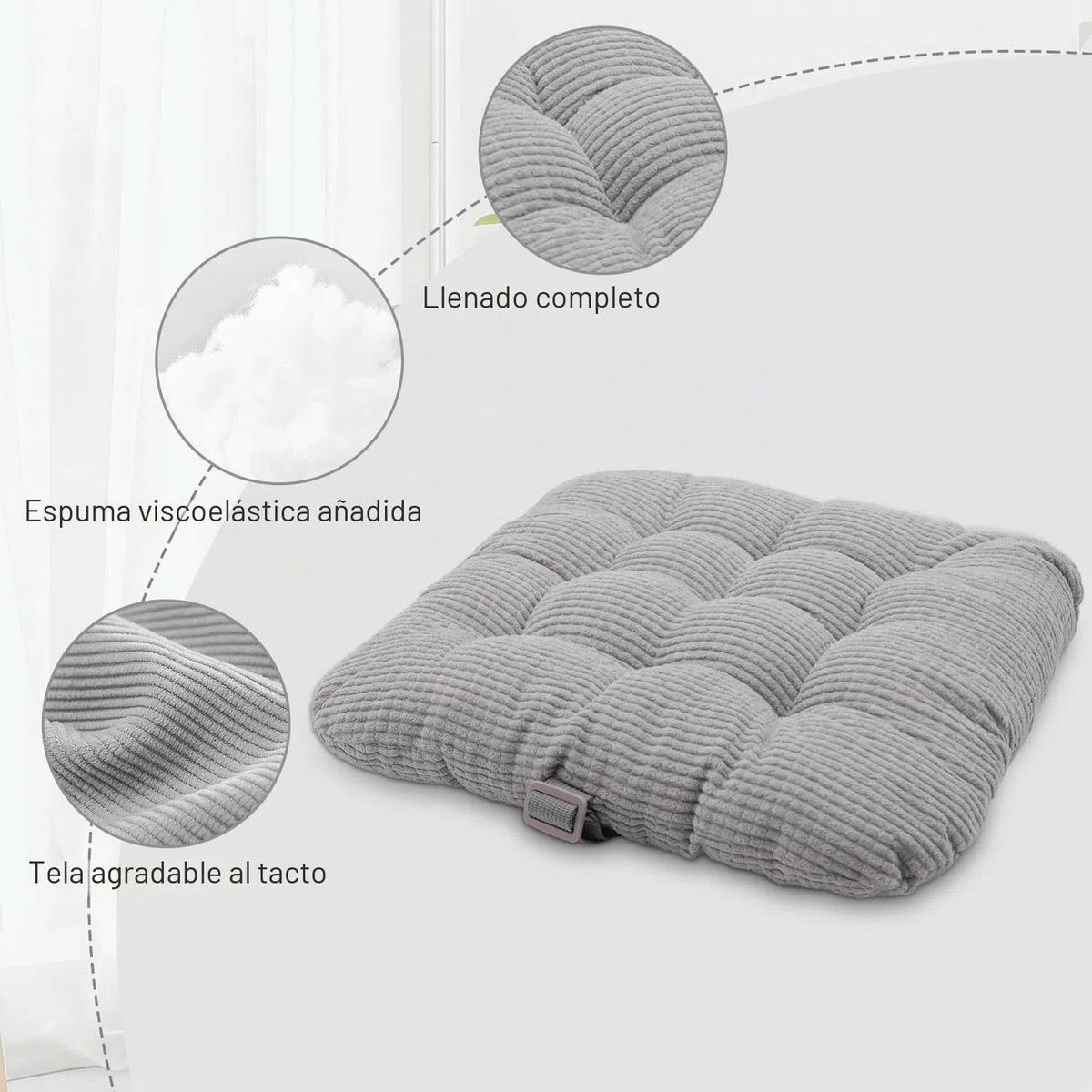 CAVWVTYU - Cojín de asiento de pana, 2 piezas de cojín grueso para asiento de silla de pana, cojín de respaldo de poliuretano impermeable, fácil de limpiar, asiento auxiliar con fondo antideslizante